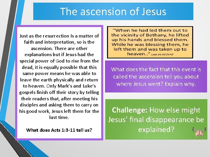 The ascension of Jesus Just as the resurrection Is a matter of faith and