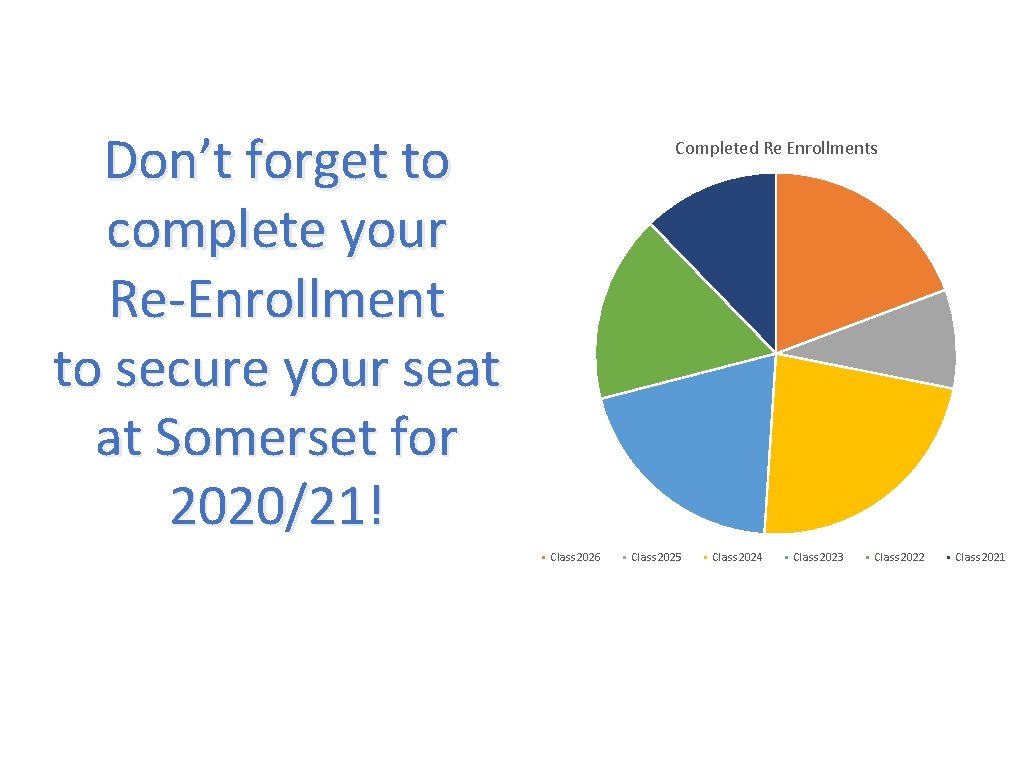 Don’t forget to complete your Re-Enrollment to secure your seat at Somerset for 2020/21!