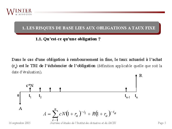 1. LES RISQUES DE BASE LIES AUX OBLIGATIONS A TAUX FIXE 1. 1. Qu’est-ce