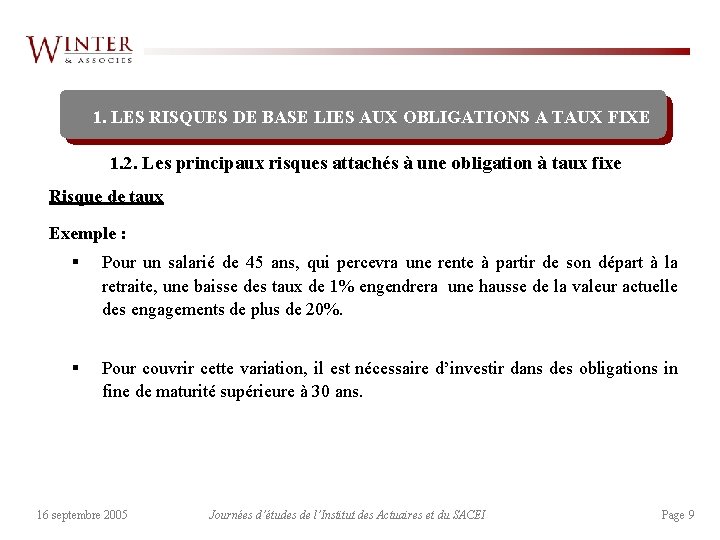 1. LES RISQUES DE BASE LIES AUX OBLIGATIONS A TAUX FIXE 1. 2. Les