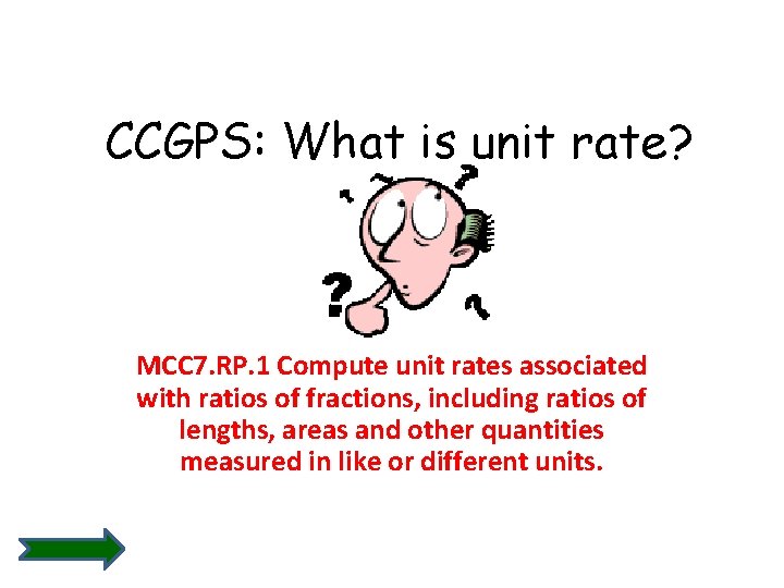 CCGPS: What is unit rate? MCC 7. RP. 1 Compute unit rates associated with