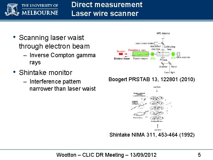 Direct measurement Laser wire scanner • Scanning laser waist through electron beam – Inverse