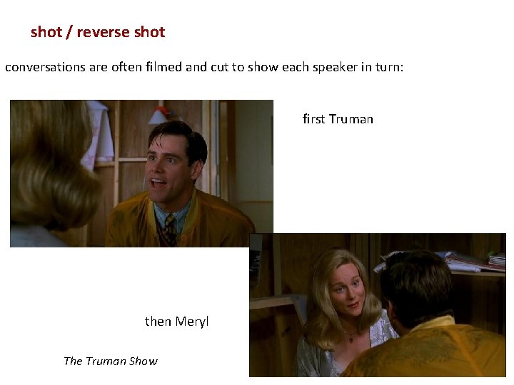 shot / reverse shot conversations are often filmed and cut to show each speaker