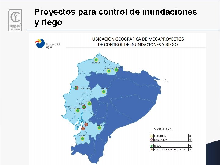 Proyectos para control de inundaciones y riego 