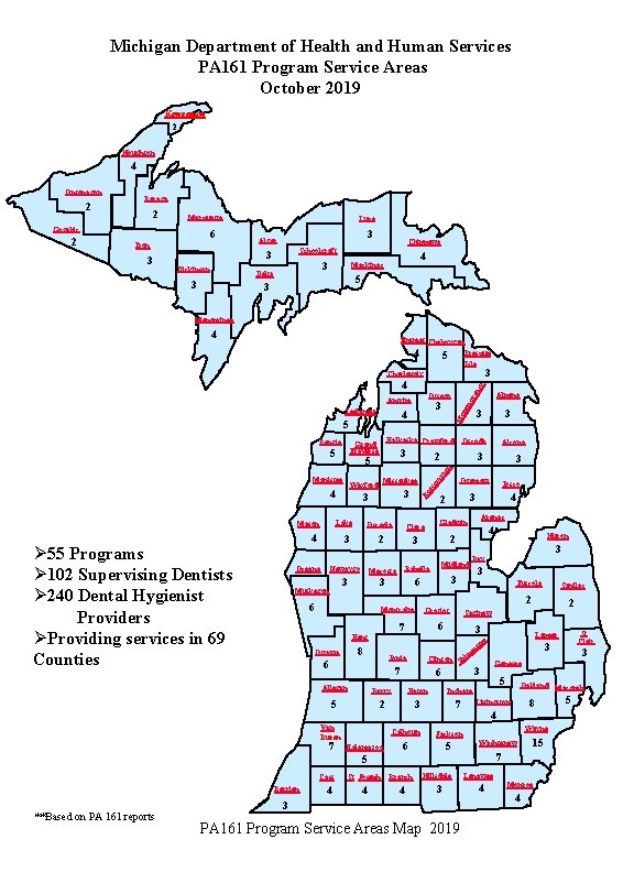 Michigan Department of Health and Human Services PA 161 Program Service Areas October 2019