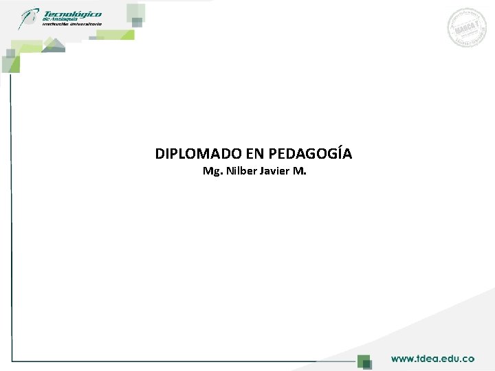  DIPLOMADO EN PEDAGOGÍA Mg. Nilber Javier M. 
