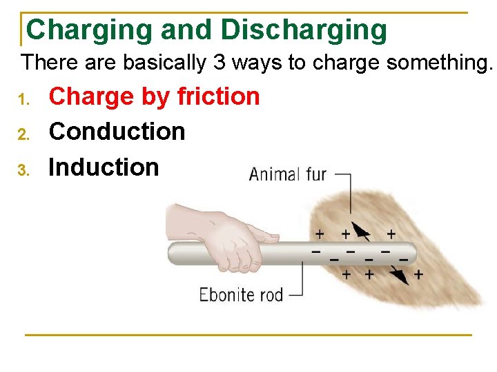 Charging and Discharging There are basically 3 ways to charge something. 1. 2. 3.