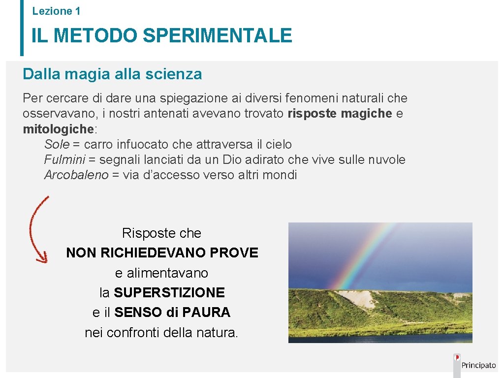 Lezione 1 IL METODO SPERIMENTALE Dalla magia alla scienza Per cercare di dare una