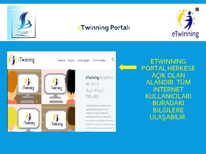  e. Twinning Portalı ETWINNING PORTAL HERKESE AÇIK OLAN ALANDIR. TÜM INTERNET KULLANICILARI BURADAKI