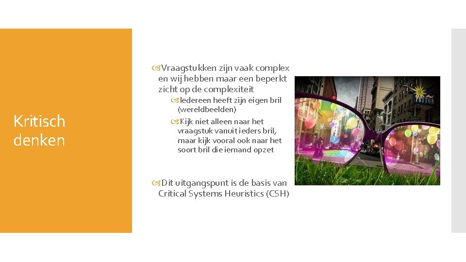 Vraagstukken zijn vaak complex en wij hebben maar een beperkt zicht op de Vraagstukken zijn vaak complex en wij hebben maar een beperkt zicht op de