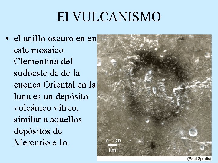 El VULCANISMO • el anillo oscuro en en este mosaico Clementina del sudoeste de