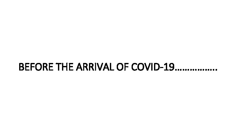BEFORE THE ARRIVAL OF COVID-19……………. . 