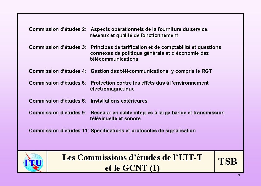 Commission d’études 2: Aspects opérationnels de la fourniture du service, réseaux et qualité de