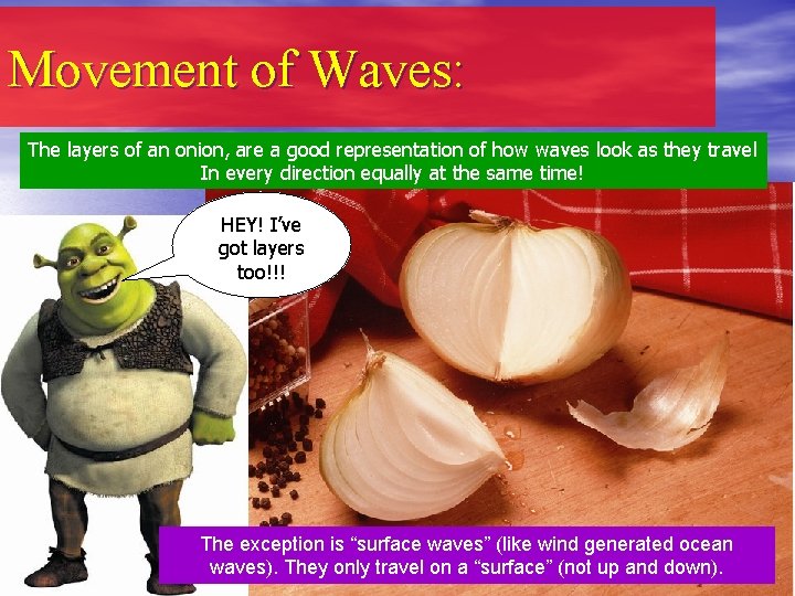 Movement of Waves: The layers of an onion, are a good representation of how