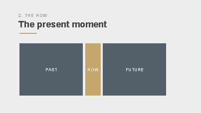 2. THE NOW The present moment PAST NOW FUTURE 