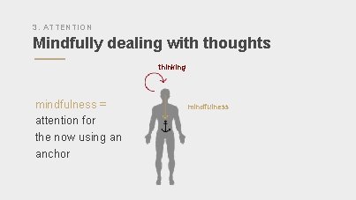 3. ATTENTION Mindfully dealing with thoughts thinking mindfulness = attention for the now using