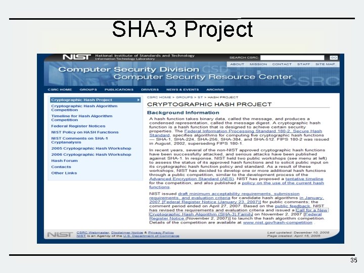 SHA-3 Project 35 SHA-3 Project 35
