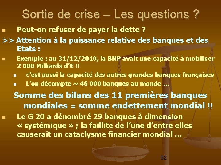 Sortie de crise – Les questions ? Peut-on refuser de payer la dette ?