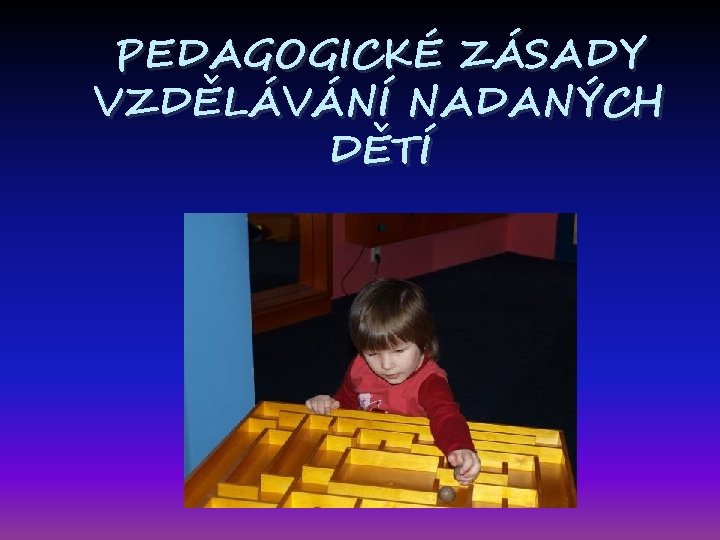 PEDAGOGICKÉ ZÁSADY VZDĚLÁVÁNÍ NADANÝCH DĚTÍ 