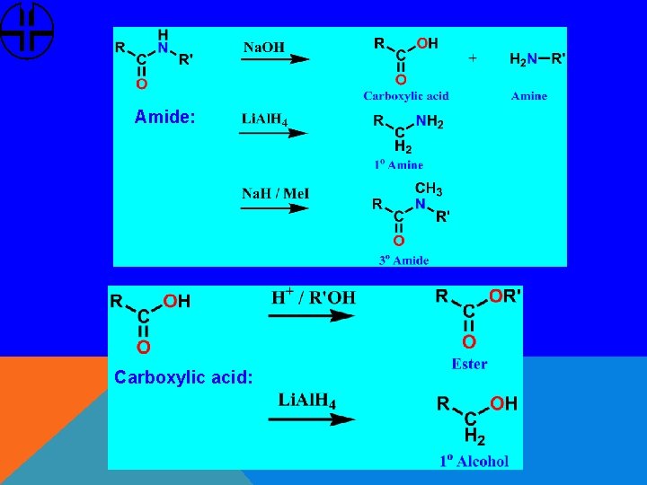 Amide: Carboxylic acid: 