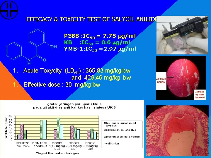 EFFICACY & TOXICITY TEST OF SALYCIL ANILIDE (SA) P 388 : IC 50 =