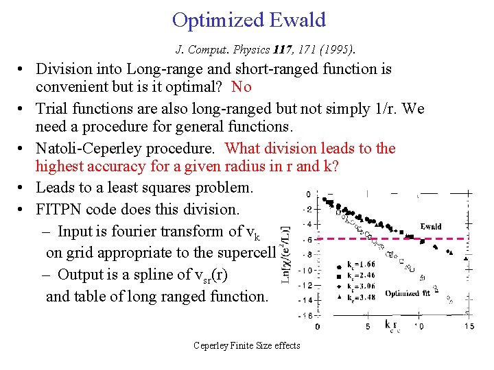 Optimized Ewald J. Comput. Physics 117, 171 (1995). • Division into Long-range and short-ranged