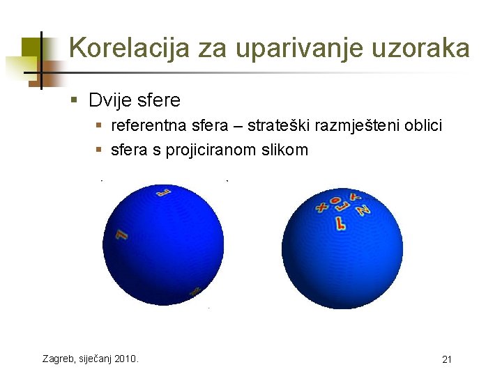 Korelacija za uparivanje uzoraka § Dvije sfere § referentna sfera – strateški razmješteni oblici