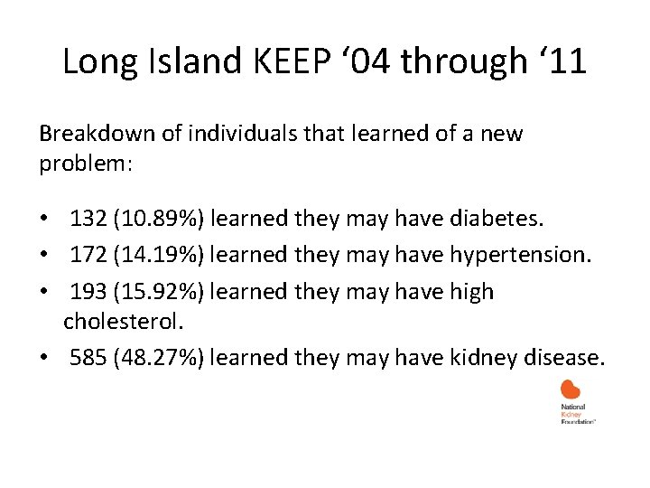 Long Island KEEP ‘ 04 through ‘ 11 Breakdown of individuals that learned of