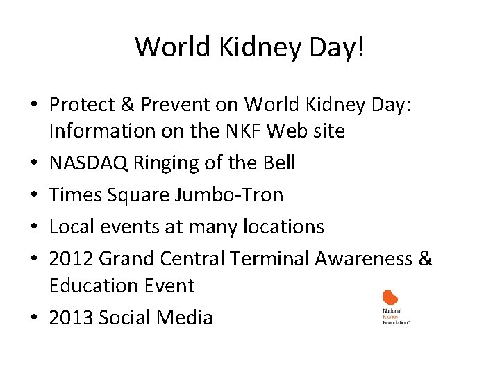 World Kidney Day! • Protect & Prevent on World Kidney Day: Information on the