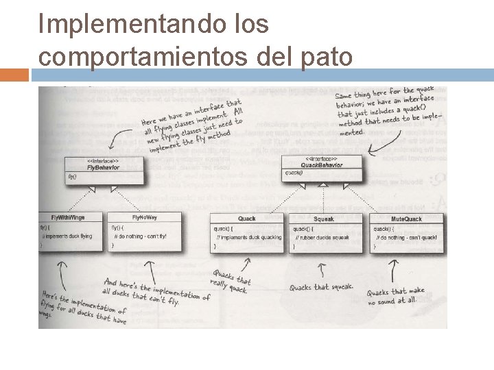 Implementando los comportamientos del pato 