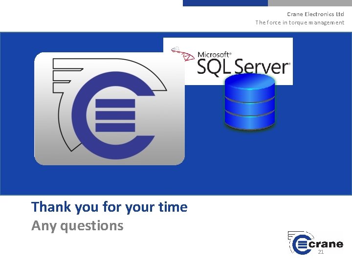 Crane Electronics Ltd The force in torque management Thank you for your time Any
