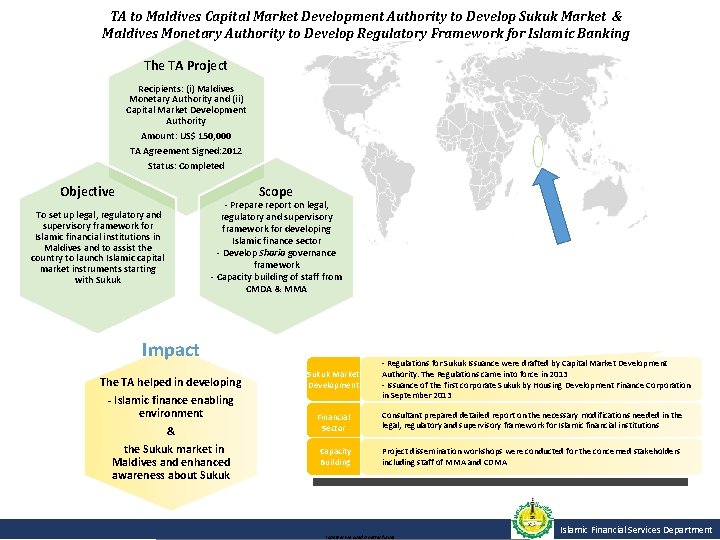 TA to Maldives Capital Market Development Authority to Develop Sukuk Market & Maldives Monetary