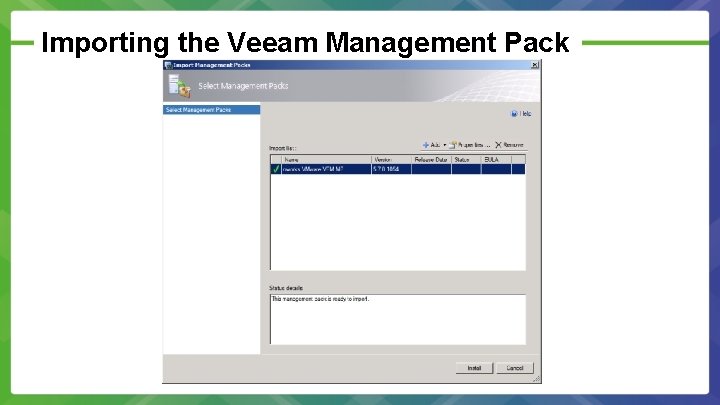 Importing the Veeam Management Pack 