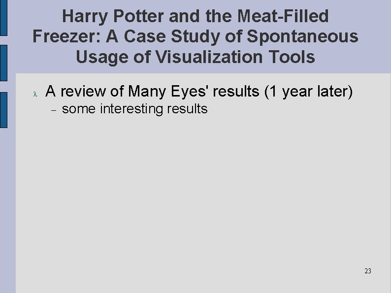 Harry Potter and the Meat-Filled Freezer: A Case Study of Spontaneous Usage of Visualization