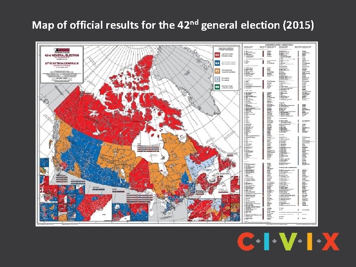 Map of official results for the 42 nd general election (2015) 