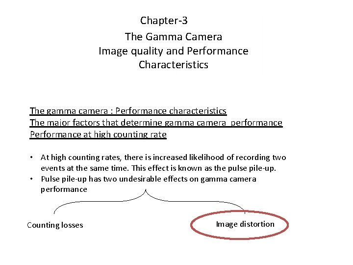 Chapter-3 The Gamma Camera Image quality and Performance Characteristics The gamma camera : Performance