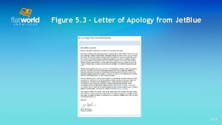 Figure 5. 3 - Letter of Apology from Jet. Blue 5 -15 Figure 5. 3 - Letter of Apology from Jet. Blue 5 -15