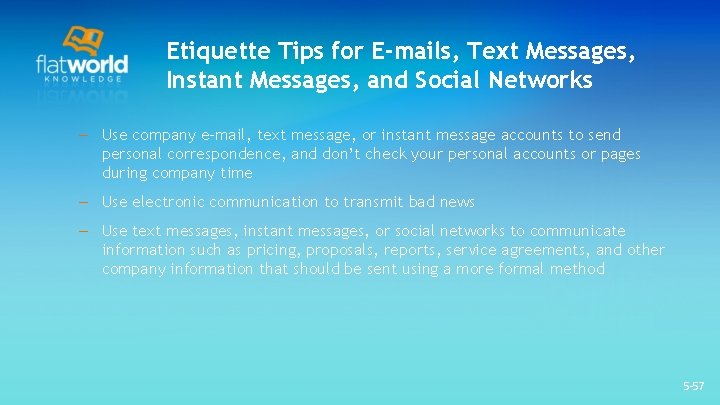 Etiquette Tips for E-mails, Text Messages, Instant Messages, and Social Networks – Use company Etiquette Tips for E-mails, Text Messages, Instant Messages, and Social Networks – Use company