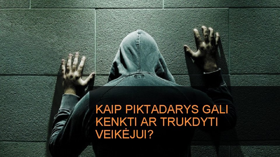 KAIP PIKTADARYS GALI KENKTI AR TRUKDYTI VEIKĖJUI? 