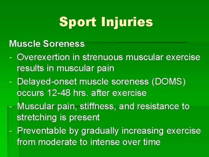 Sport Injuries Muscle Soreness - Overexertion in strenuous muscular exercise results in muscular pain