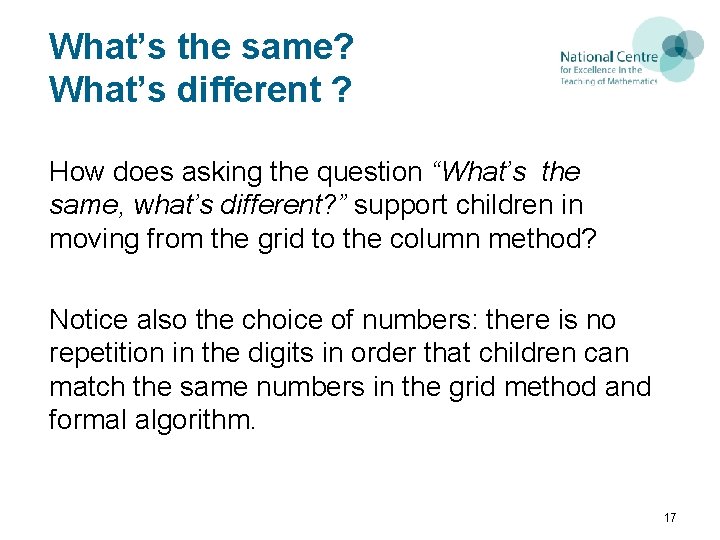 What’s the same? What’s different ? How does asking the question “What’s the same,