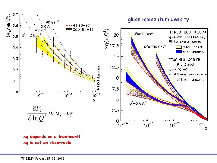 gluon momentum density xg depends on c treatment! xg is not an observable MK