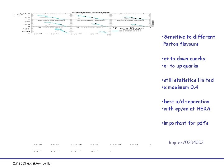  • Sensitive to different Parton flavours • e+ to down quarks • e-