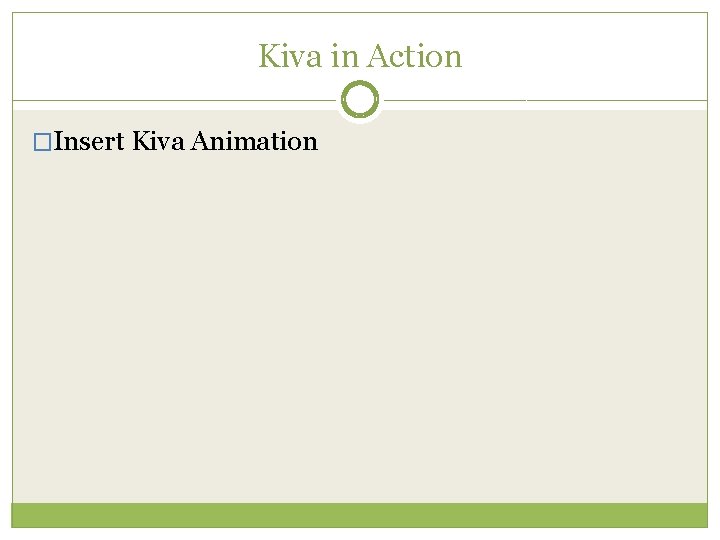 Kiva in Action �Insert Kiva Animation 