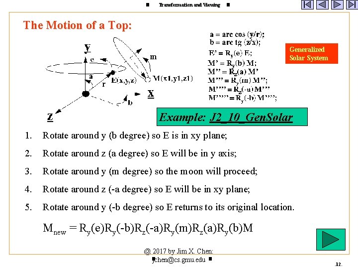 Transformation and Viewing The Motion of a Top: Generalized Solar System Example: J 2_10_Gen.