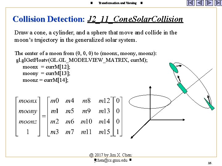 Transformation and Viewing Collision Detection: J 2_11_Cone. Solar. Collision Draw a cone, a cylinder,