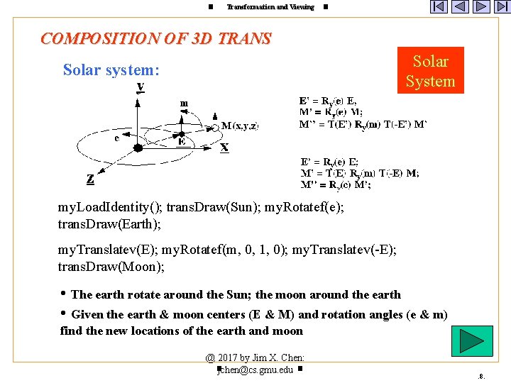 Transformation and Viewing COMPOSITION OF 3 D TRANS Solar System Solar system: my. Load.