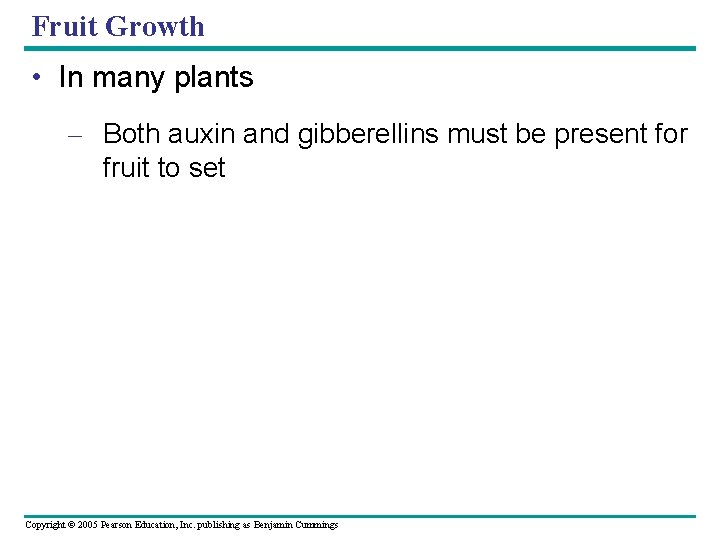 Fruit Growth • In many plants – Both auxin and gibberellins must be present