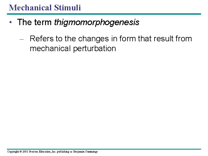 Mechanical Stimuli • The term thigmomorphogenesis – Refers to the changes in form that