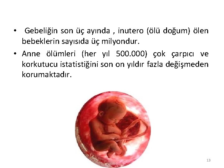  • Gebeliğin son üç ayında , inutero (ölü doğum) ölen bebeklerin sayısıda üç